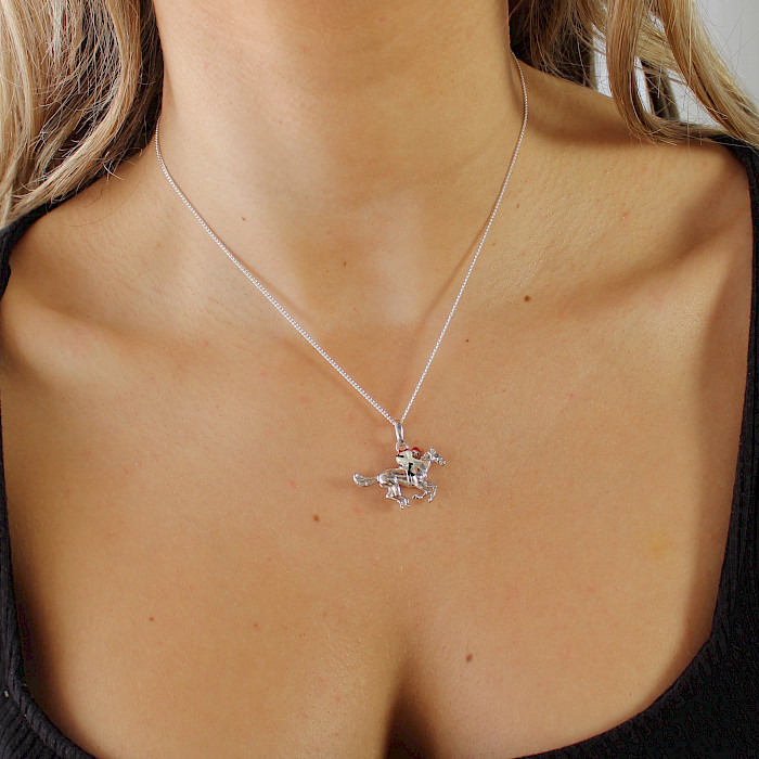 Sterling Silver Race Horse and Jockey Necklace