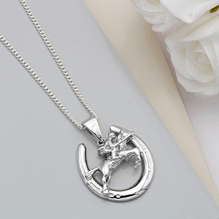 Sterling Silver Showjumper in Horseshoe Necklace