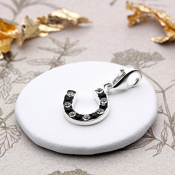 Sterling Silver Cubic Zirconia Horseshoe Charm/Bead
