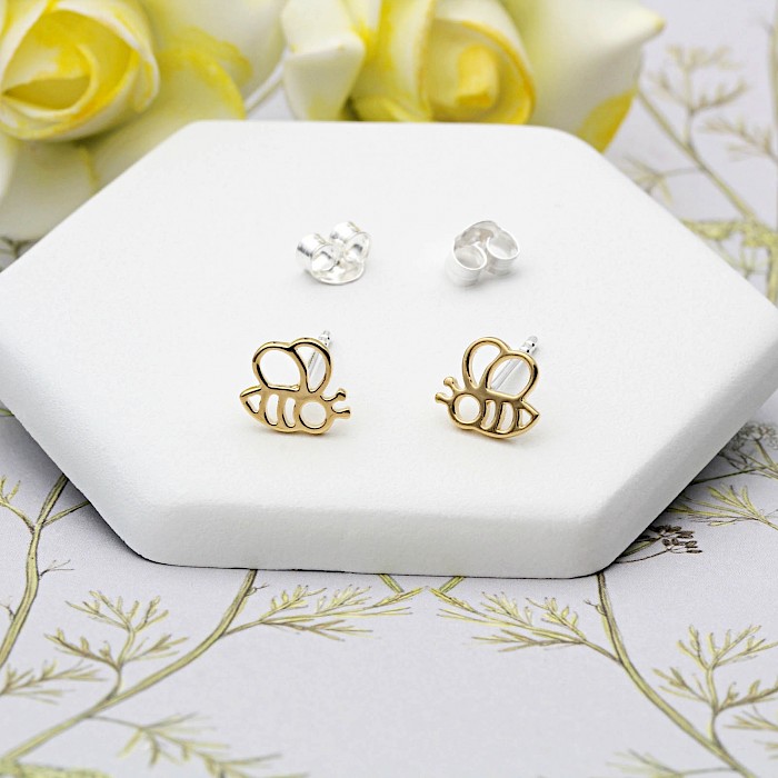Sterling Silver and 18ct Gold Vermeil Bee Ear Studs