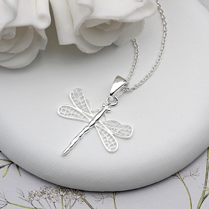 Sterling Silver Dragonfly Necklace 