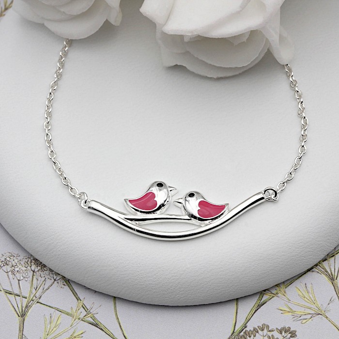 Sterling Silver Lovebirds Necklace 