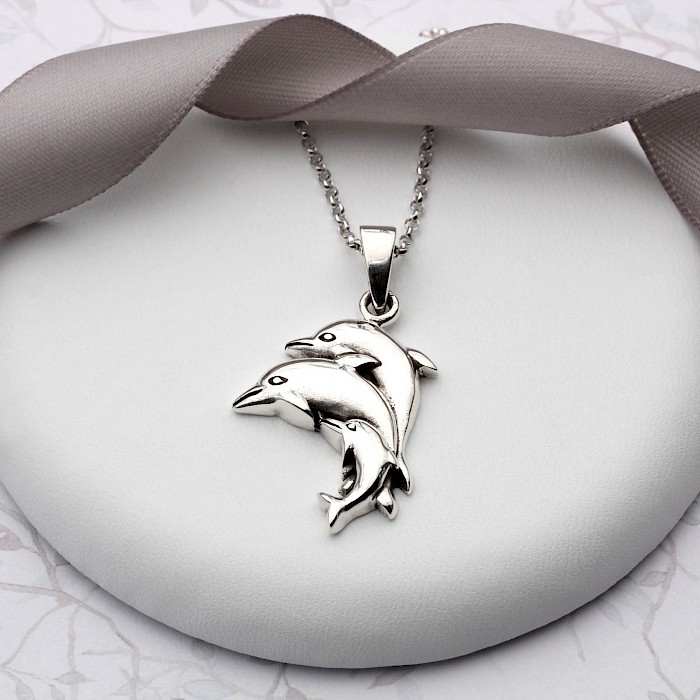 Sterling Silver Dolphin Pod Necklace