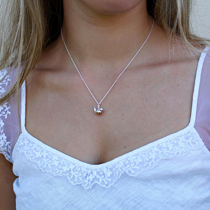 Sterling Silver and 18ct Rose Gold Robin Necklace