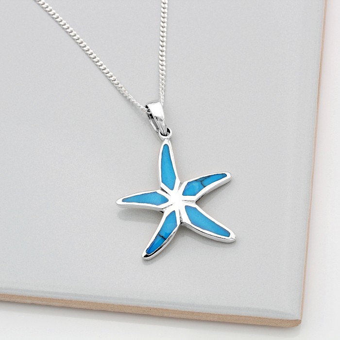 Sterling Silver and Turquoise Starfish Necklace 