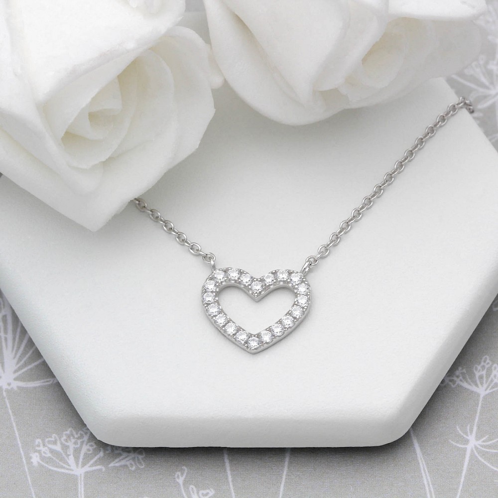 Sterling Silver and Cubic Zirconia Heart Necklace | A Touch of Silver