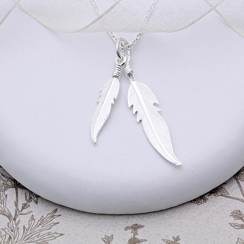 Sterling Silver Feathers Necklace