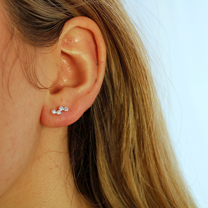 Sterling Silver and Cubic Zirconia Ear Studs