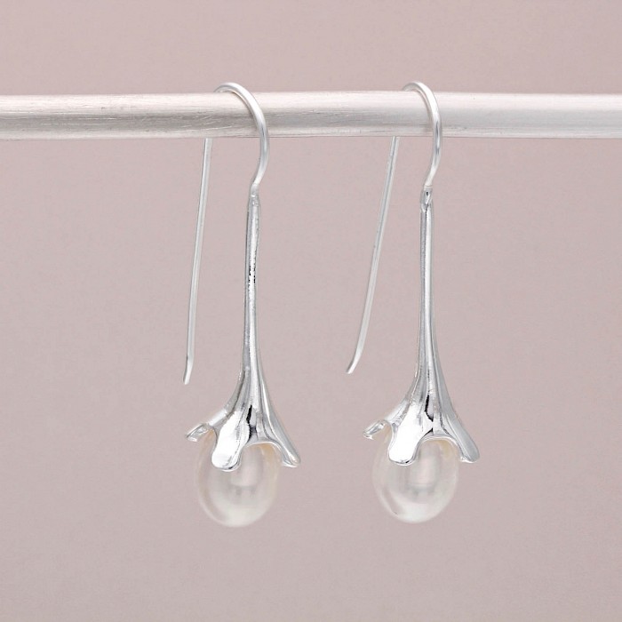 Sterling Silver and Freshwater Pearl Drop Earrings 
