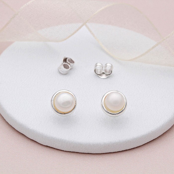 Sterling Silver and Freshwater Pearl Ear Studs