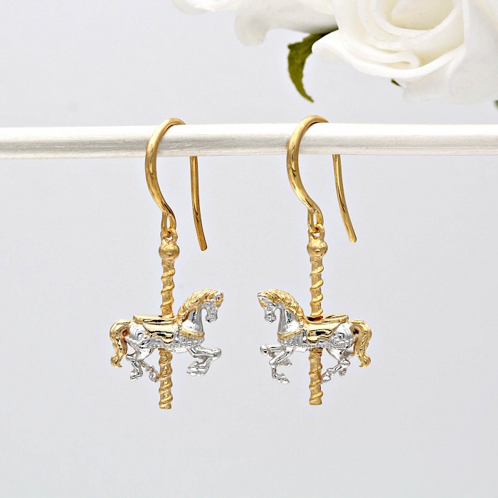 Sterling Silver and 18ct Gold Vermeil Carousel Drop Earrings