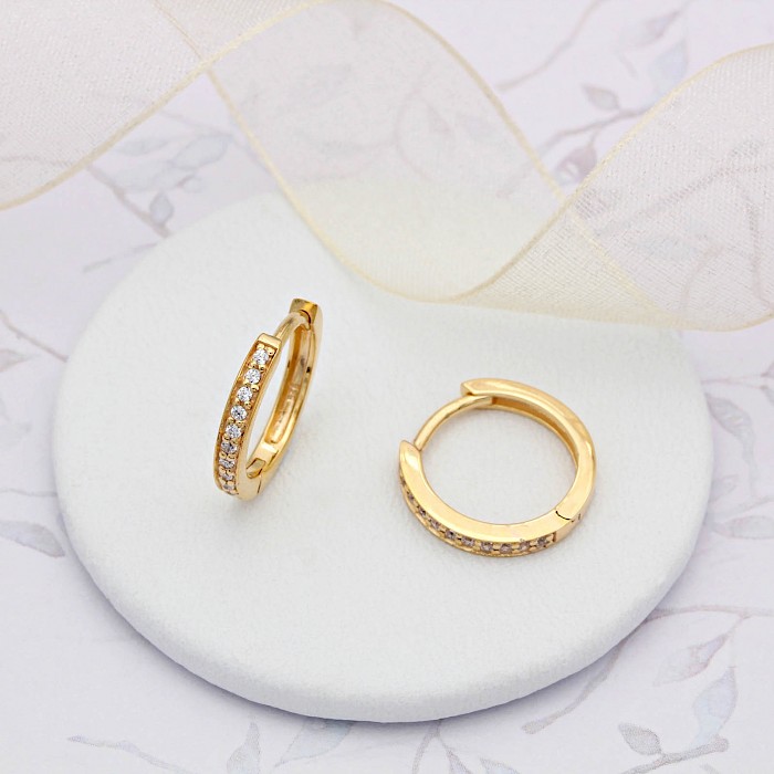 18ct Gold Vermeil and Cubic Zirconia Hoop Earrings