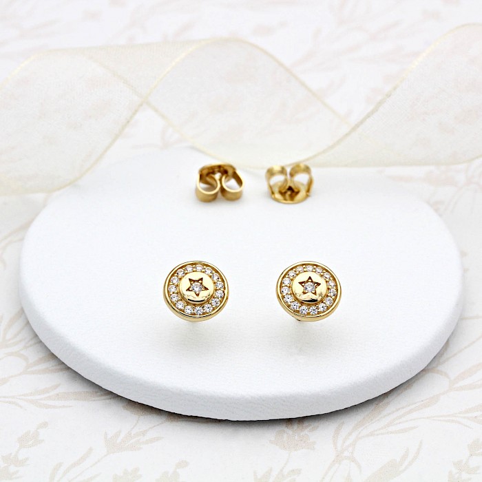 18ct Gold Vermeil and Cubic Zirconia Star Ear Studs