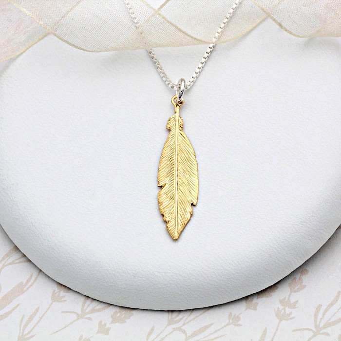 18ct Gold Vermeil Feather Necklace
