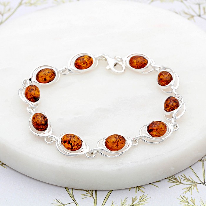 Sterling Silver and Amber Bracelet 