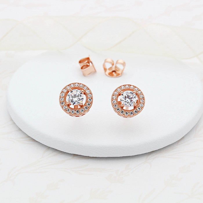 18ct Rose Gold Vermeil Sparkly Ear Studs