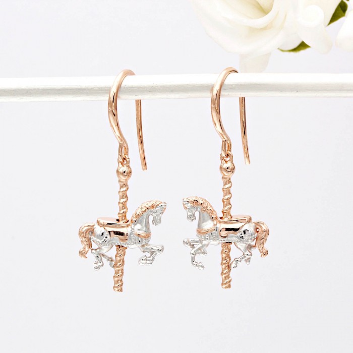 Sterling Silver and 18ct Rose Gold Vermeil Carousel Drop Earrings