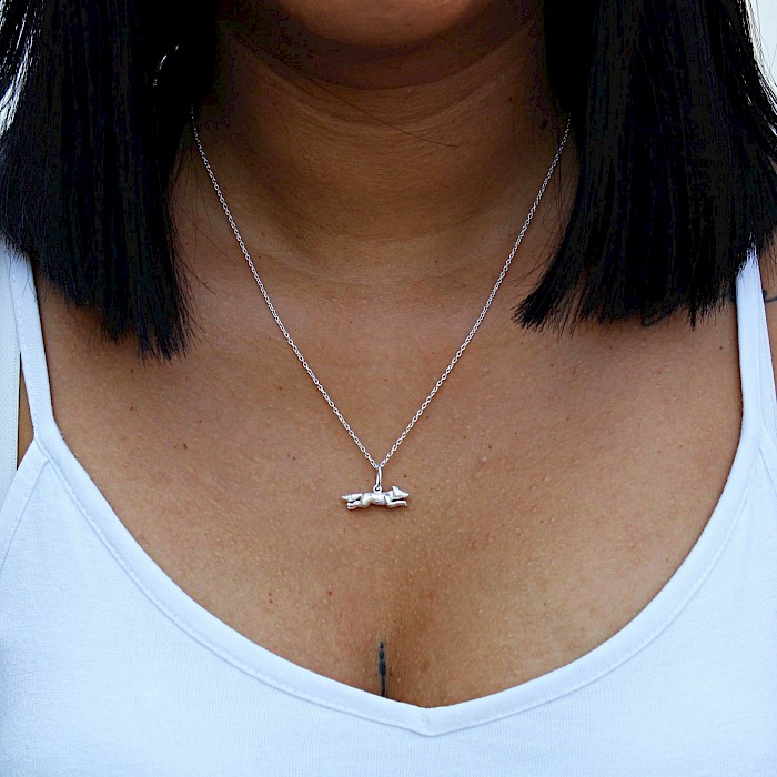 Sterling Silver Running Fox Necklace