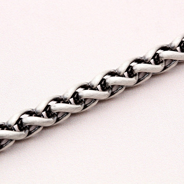 20”/ 51cm Matt Finished Oxidised Sterling Silver Men’s Woven Wheat Chain