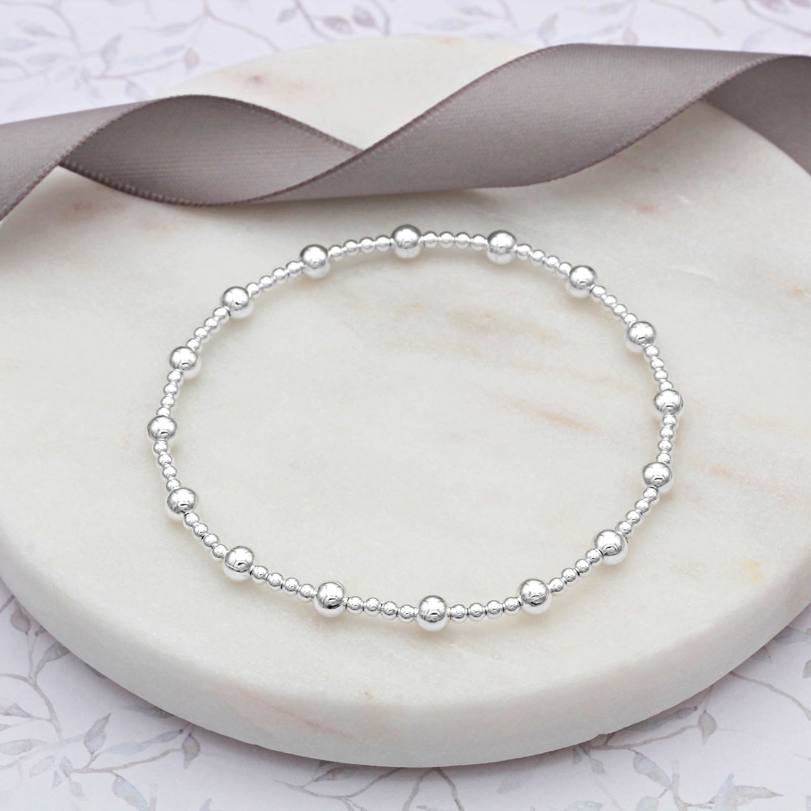 Sterling Silver Elasticated Bead Bracelet A Touch of Silver