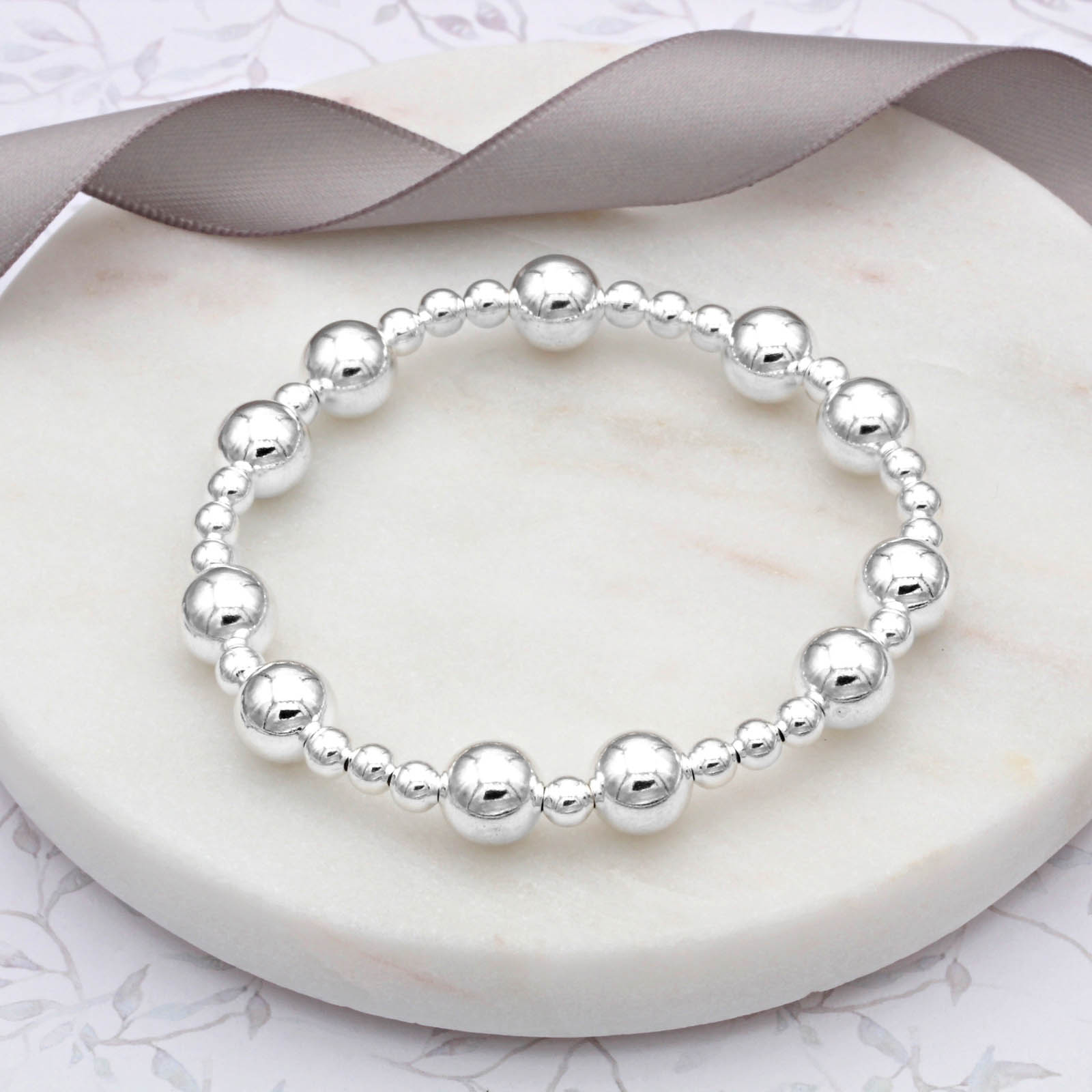 Sterling Silver Elasticated Bead Bracelet A Touch of Silver