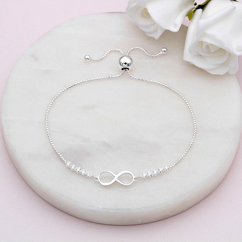Sterling Silver and Cubic Zirconia Infinity Slider Bracelet