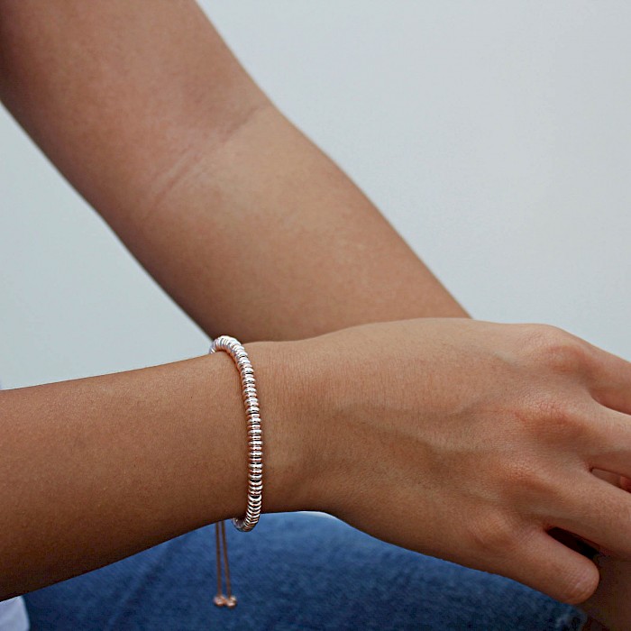 Sterling Silver and 18ct Rose Gold Vermeil Fancy Slider Bracelet