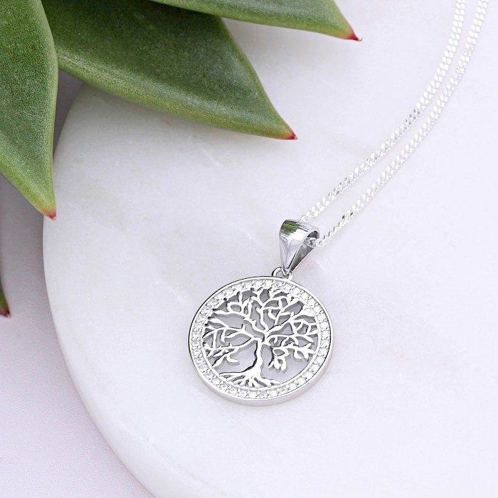 Sterling Silver Sparkling Tree of Life Necklace