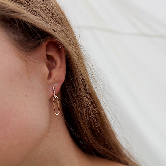18ct Gold Vermeil and Cubic Zirconia Link Drop Earrings