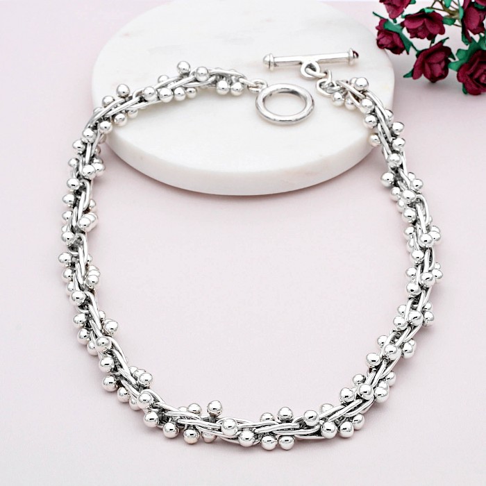 Sterling Silver Heavyweight Ball and Twist Necklace