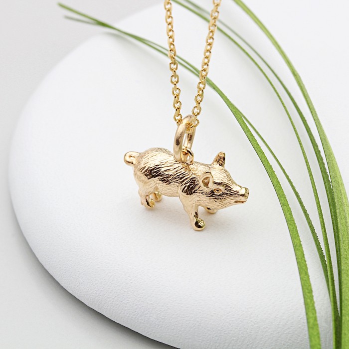 18ct Gold Vermeil Pig Necklace