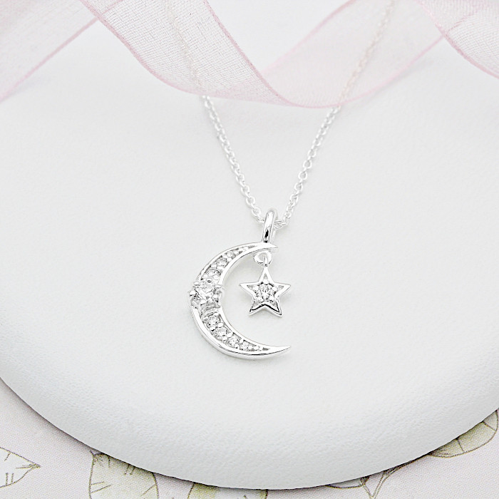 Sterling Silver Moon and Star Necklace