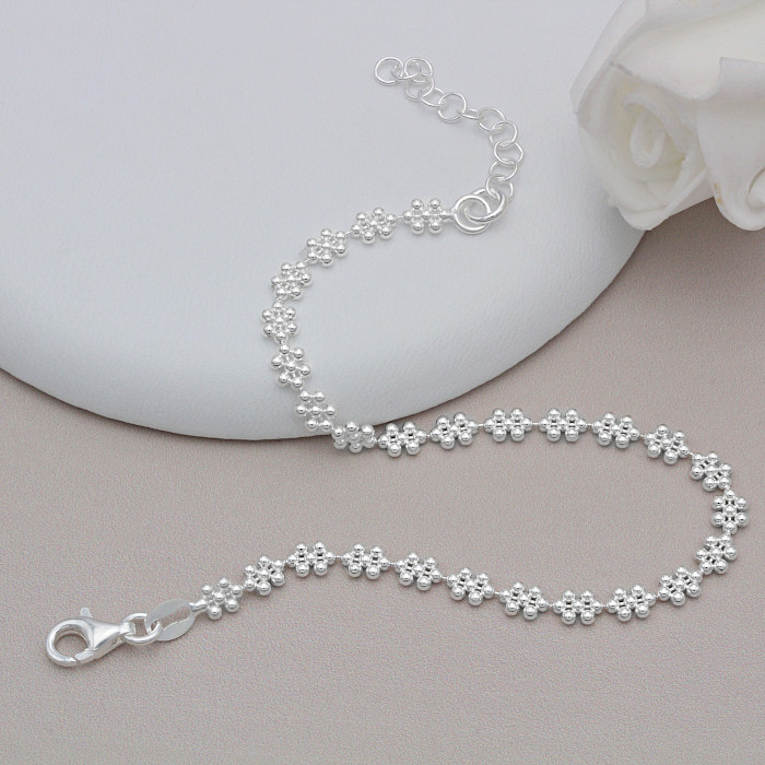 Sterling Silver Continuous Flower Bracelet
