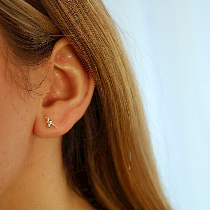 Sterling Silver Dainty Tyrannosaurus Rex (T-Rex) Ear Studs
