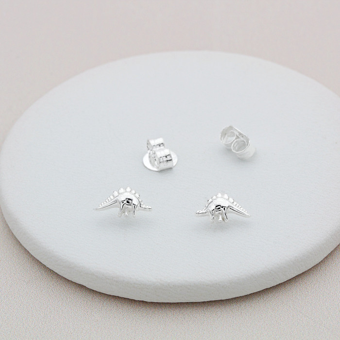 Sterling Silver Stegosaurus Ear Studs