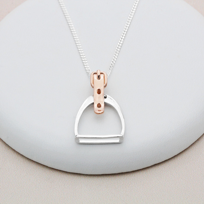 Sterling Silver and Rose Gold Vermeil Stirrup Necklace.