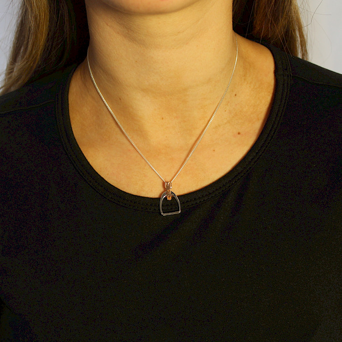 Sterling Silver and Rose Gold Vermeil Stirrup Necklace.