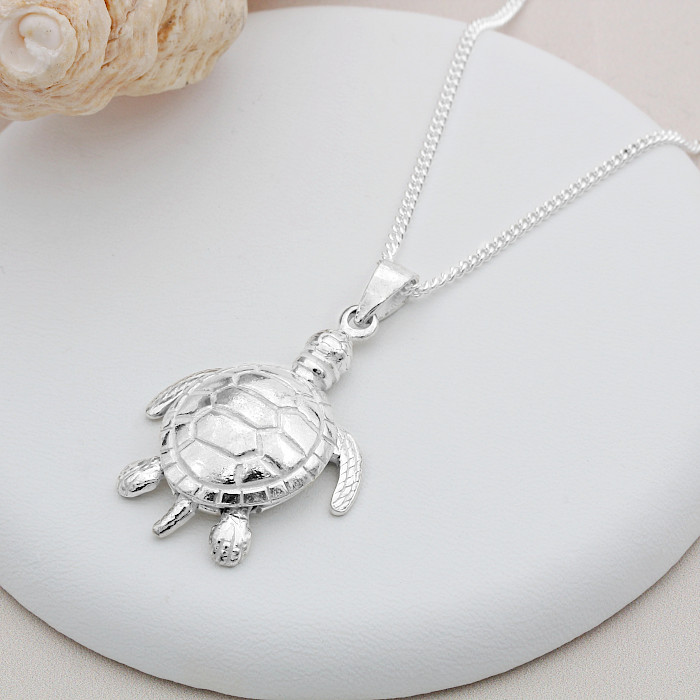 Sterling Silver Moveable Turtle Necklace
