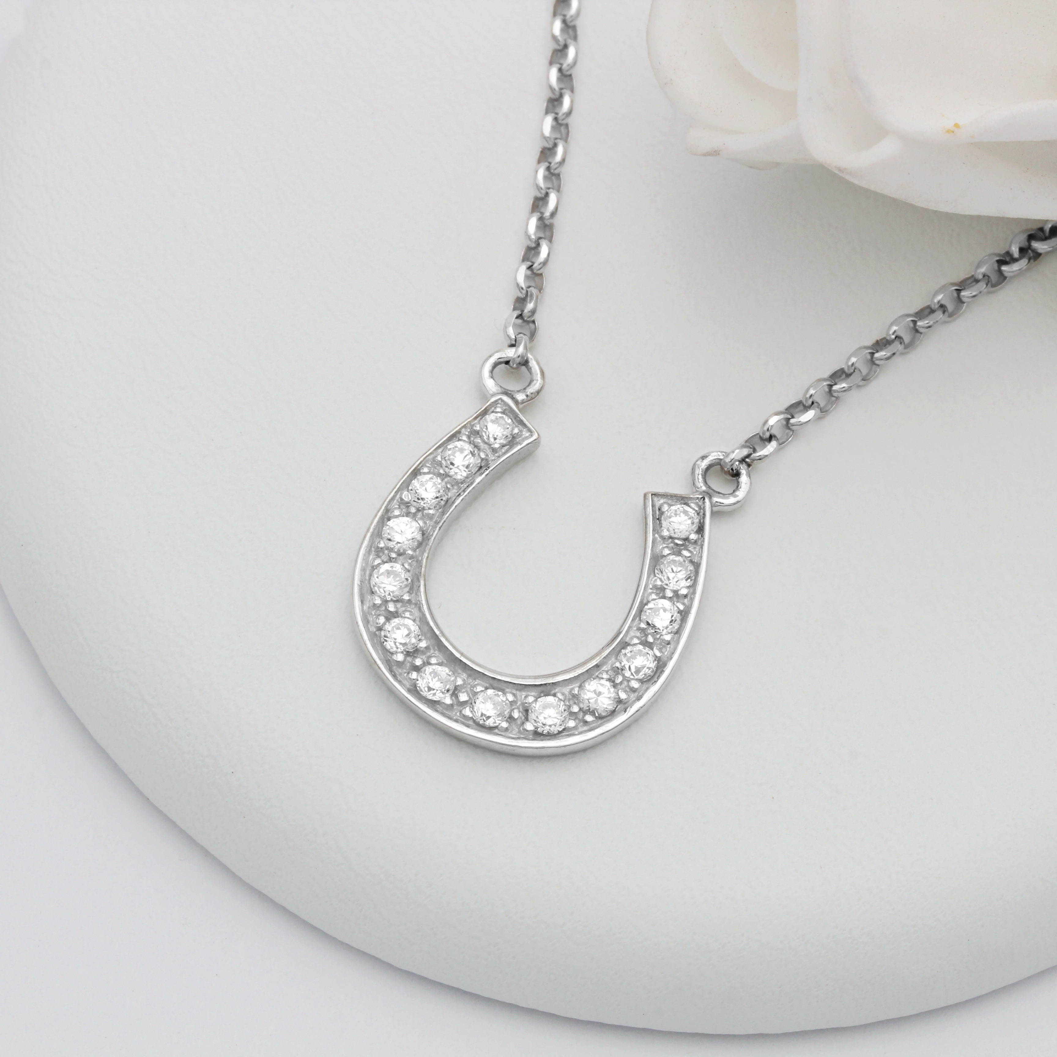 Large Sparkly Sterling Silver Horseshoe Necklace A Touch Of Silver