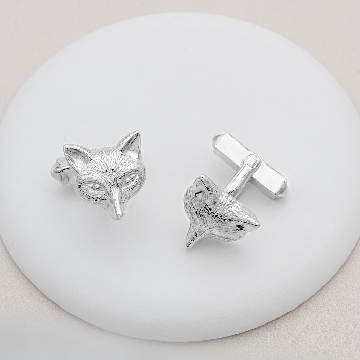 Sterling Silver Small Fox Mask Cufflinks