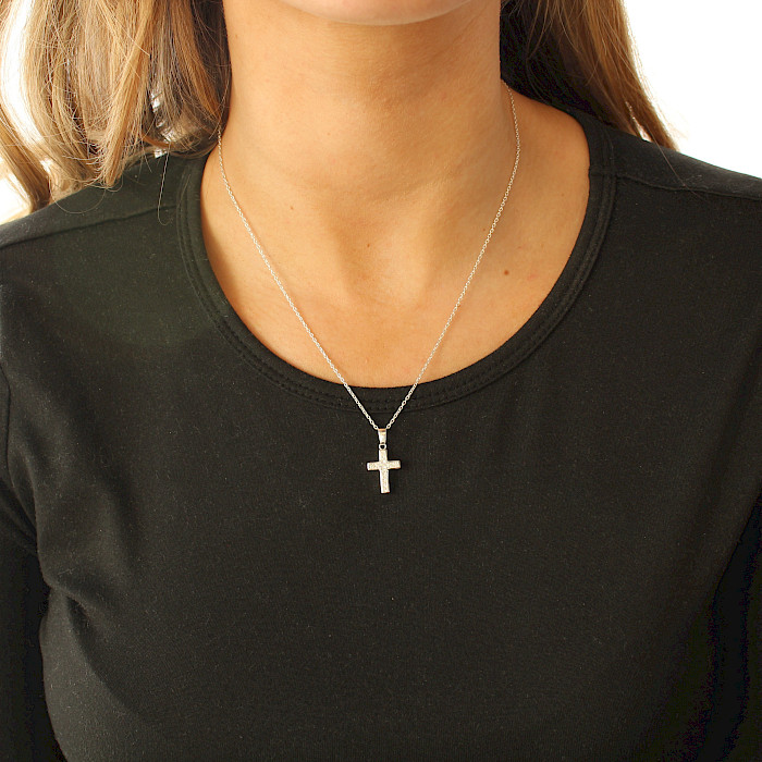 Sterling Silver Sparkly Cross Necklace